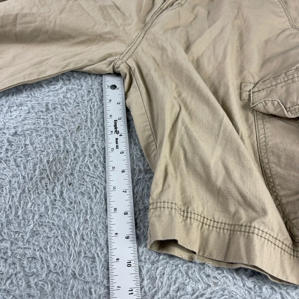 Mens Tan Khaki Cotton Ripstop Cargo Shorts Camo Lined Waist Size 33 Utility
